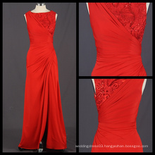 New Arrival 2017 Custom Made Red Sheath Evening Dress Embroidered Split Long Dress